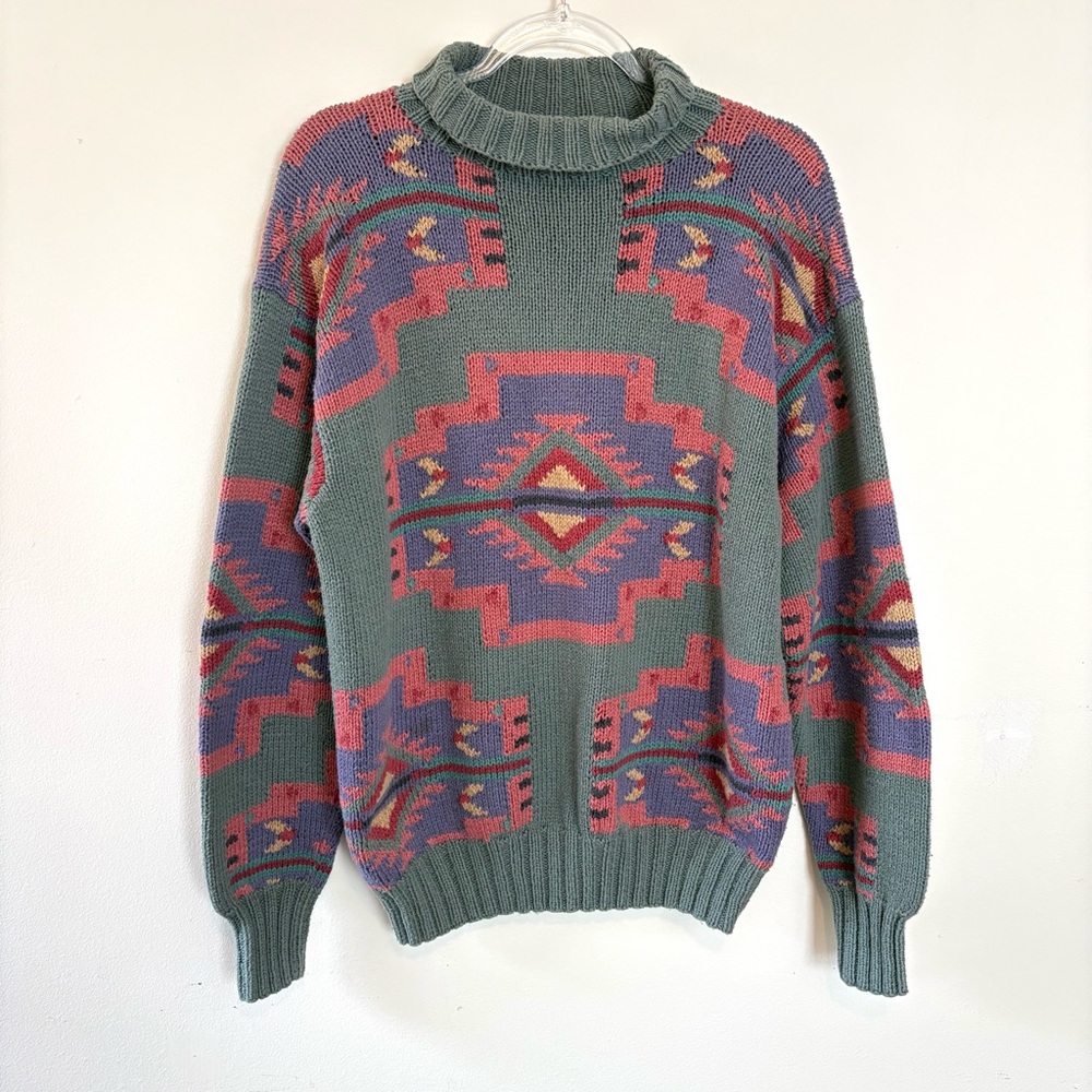 Vintage Polo Ralph Lauren Country hand knit southwestern turtleneck sweater